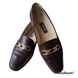 Bally RUTA Loafers Vintage Leather With Signature Chain Link Details Sz 9 Italy